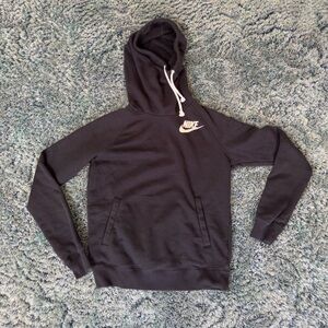 Women Black Nike Rally Funnel Small Pullover Hoodie